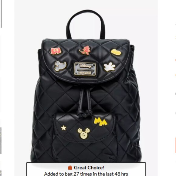 BNWT - LOUNGEFLY DISNEY MICKEY MOUSE ICONS QUILTED BACKPACK - Picture 1 of 12